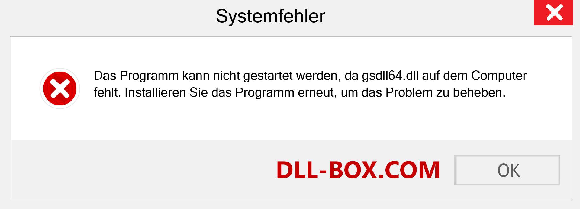 gsdll64.dll-Datei fehlt?. Download für Windows 7, 8, 10 - Fix gsdll64 dll Missing Error unter Windows, Fotos, Bildern